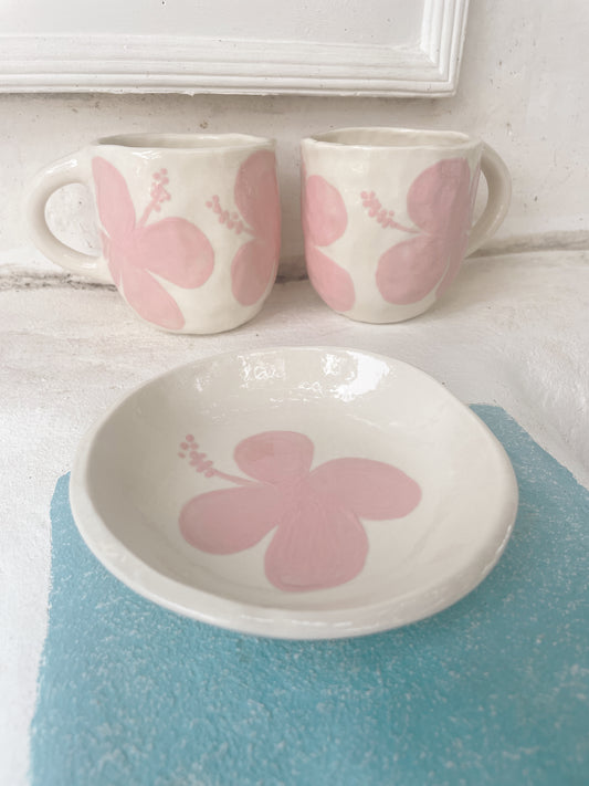 Hibiscus pink trinket bowl