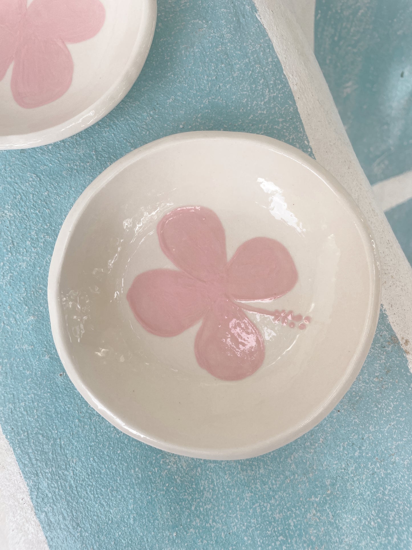 Hibiscus pink trinket bowl